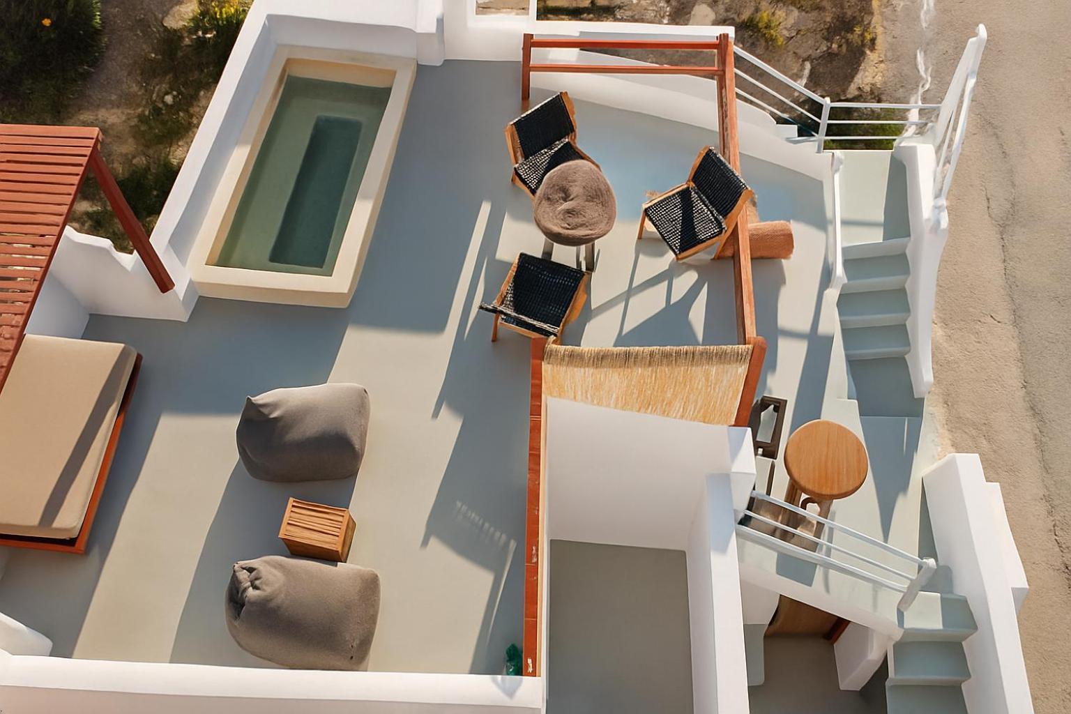Santorini Rooftop Hot Tub With Panoramic Views Villa *